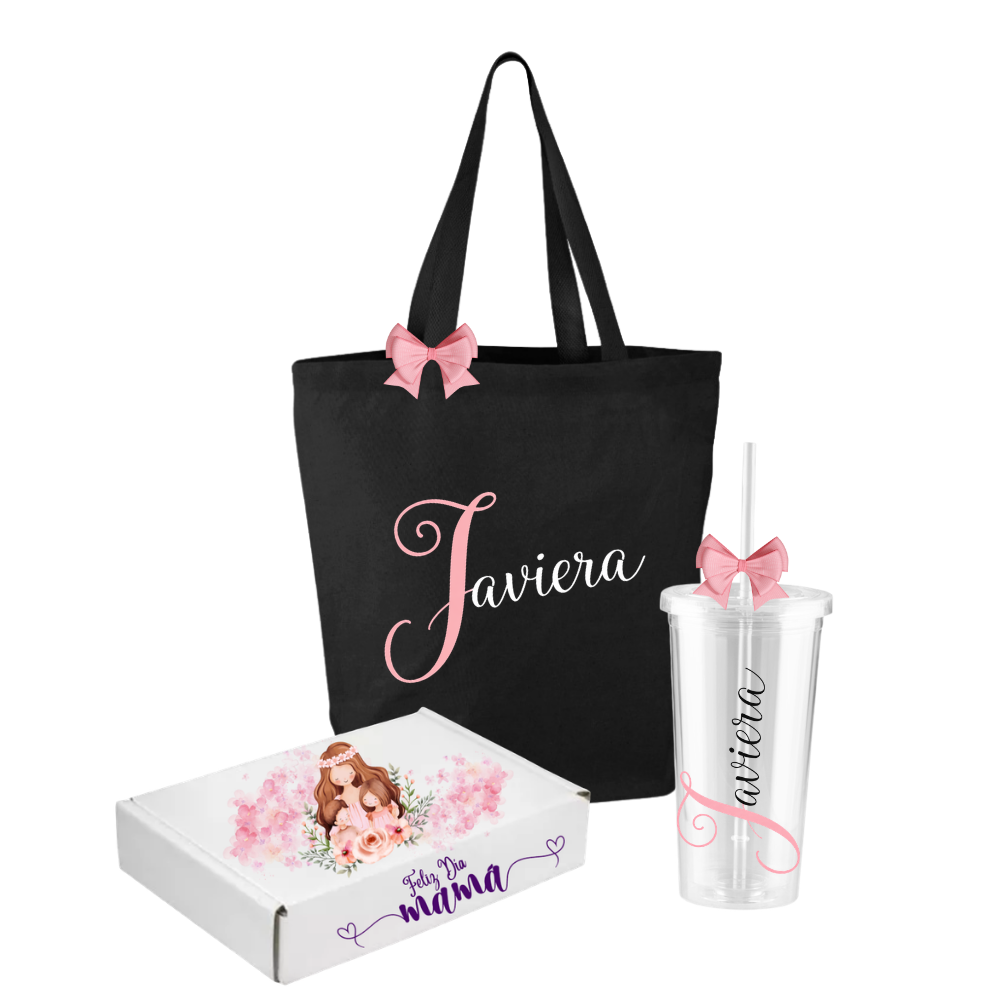 Pack Vaso más Bolsa de Algodón Negra
