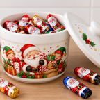 Dulcero Navideño de Cerámica con Tapa – Diseño Viejito Pascuero