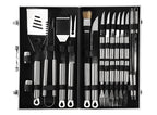 Set Parrilla Deluxe BBQ Metálico 24 Piezas – Acero Inoxidable con Estuche