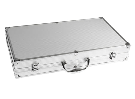 Set Parrilla Deluxe BBQ Metálico 24 Piezas – Acero Inoxidable con Estuche