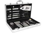 Set Parrilla Deluxe BBQ Metálico 24 Piezas – Acero Inoxidable con Estuche
