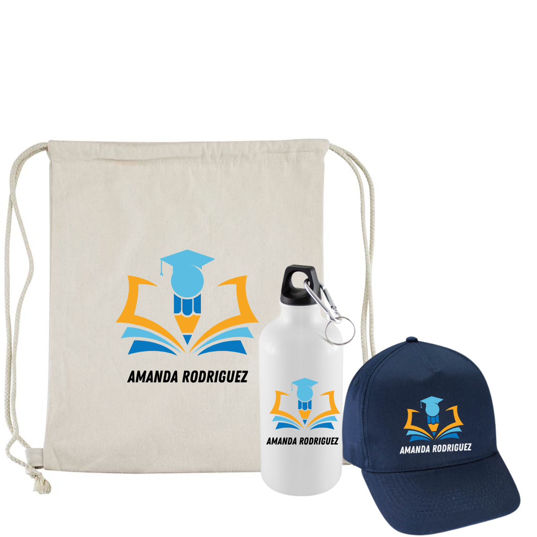 PACK DEPORTIVO ESCOLAR MORRAL + BOTELLA + JOCKEY PERSONALIZADO