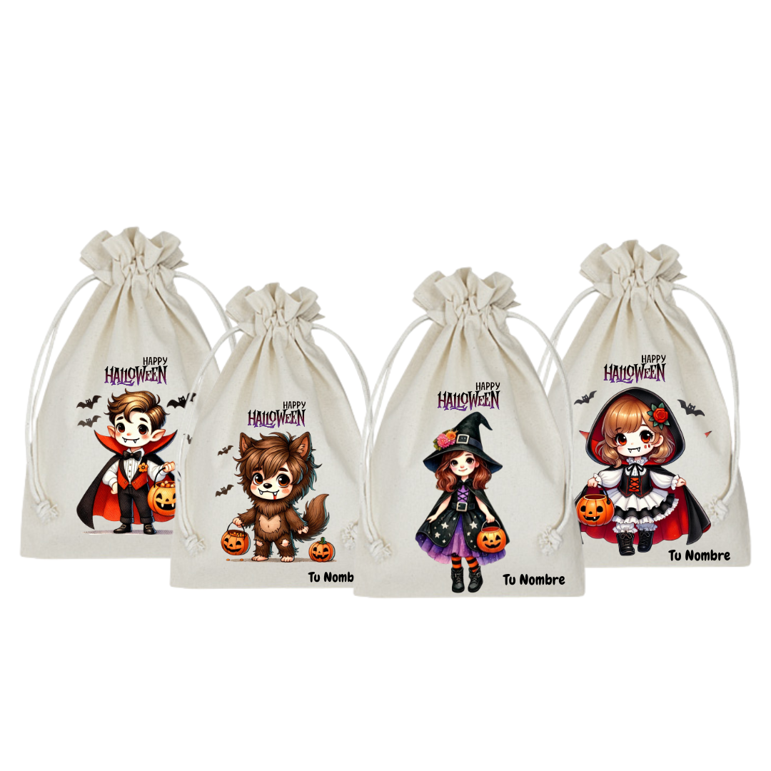 Saquito de tela personalizado para dulces Halloween