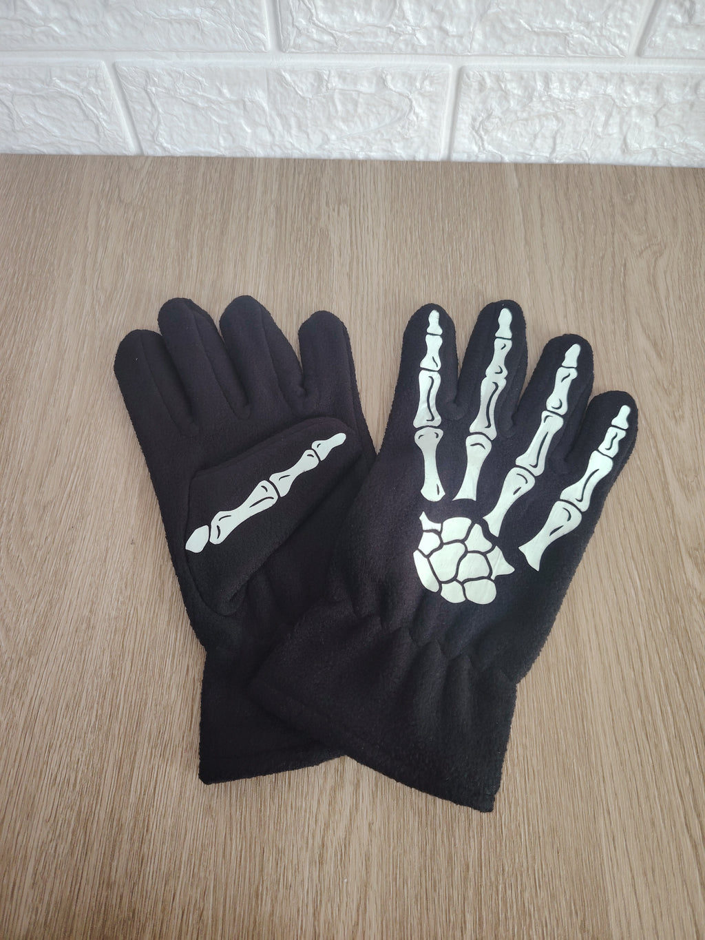 Guantes neon de calavera para disfraz de halloween