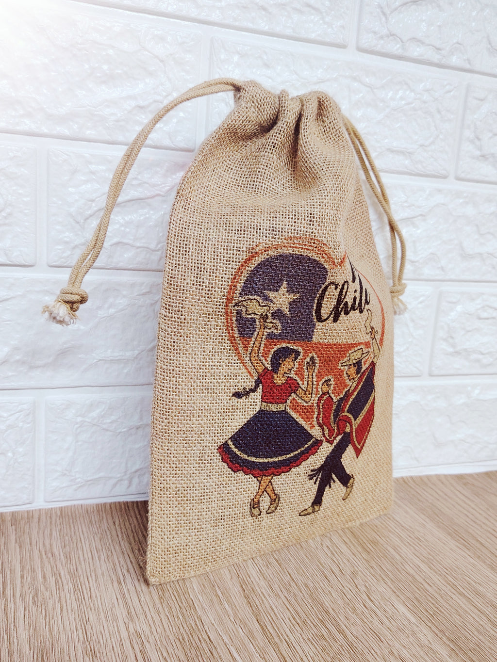 Saco de yute grande Fiestas patrias Chile 40x30cm