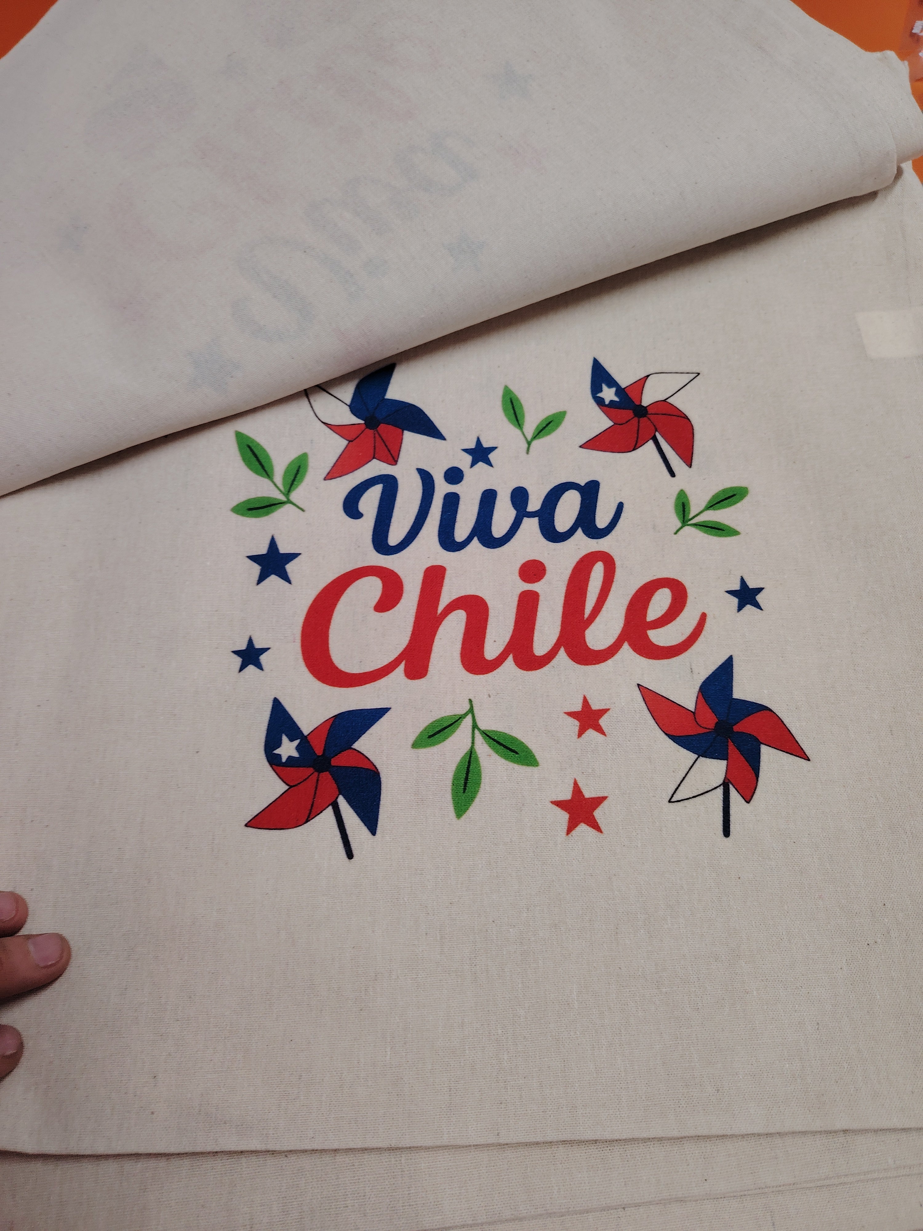 Bolsa Reutilizable Algodón y Poliéster 38x42cm – Diseño Estampado “Viva Chile
