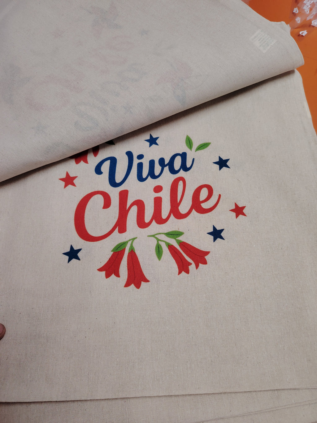 Bolsa Reutilizable Algodón y Poliéster 38x42cm – Diseño Estampado “Viva Chile