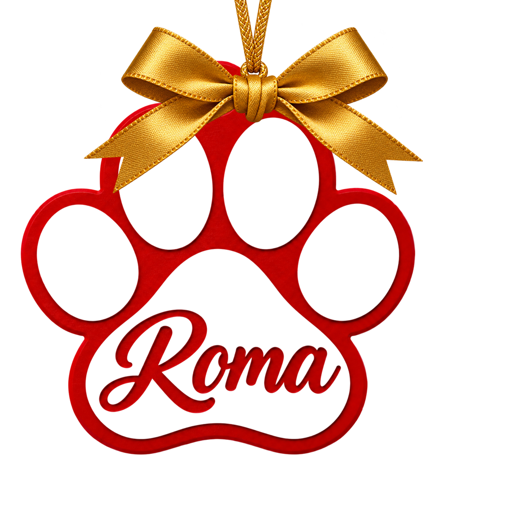 Adorno Navideño Patita de Mascota con Nombre