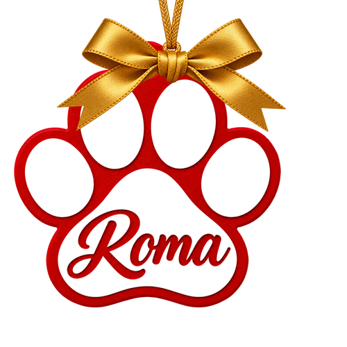 Adorno Navideño Patita de Mascota con Nombre