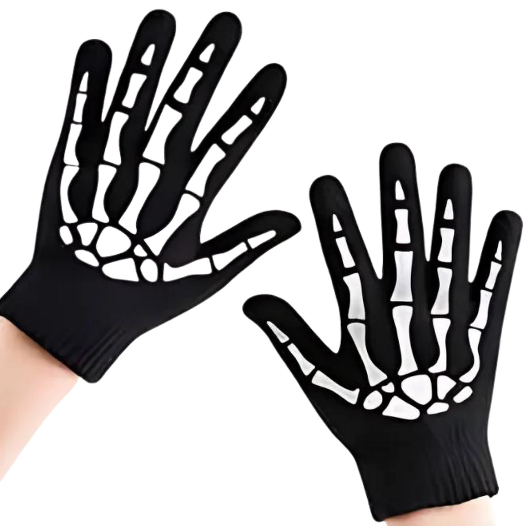 Guantes neon de calavera para disfraz de halloween