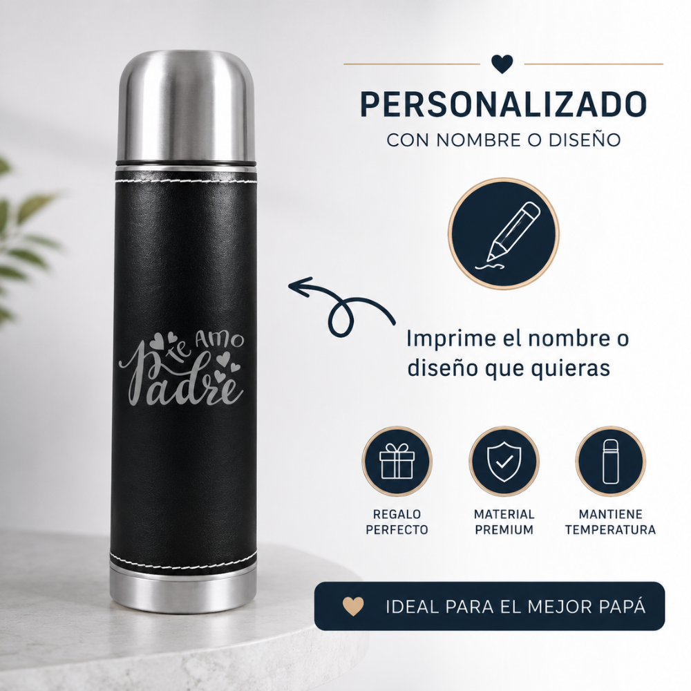 TERMO 500CC. NEGRO PERSONALIZADO DÍA DEL PADRE
