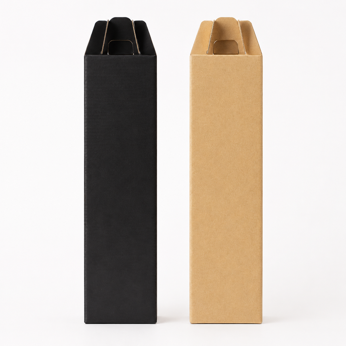 Mockup de Caja autoarmable con asas, para 1 botella de Vino