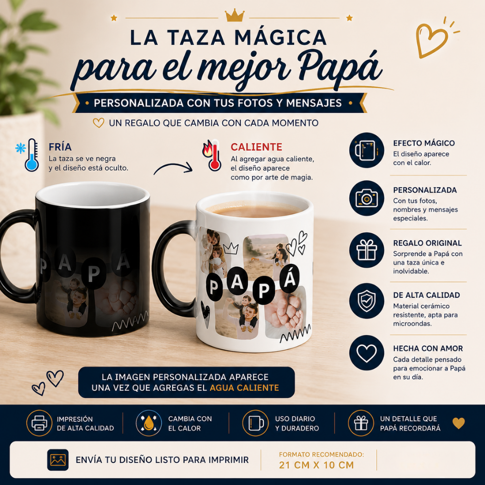 TAZA MÁGICA NEGRA PERSONALIZADA DÍA DEL PADRE