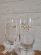 Pack 2 Copas Matrimonio Personalizadas + Cinta Decorativa