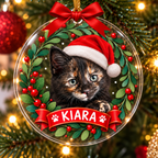 Esfera Navideña Personalizada con Foto de Mascota y Nombre