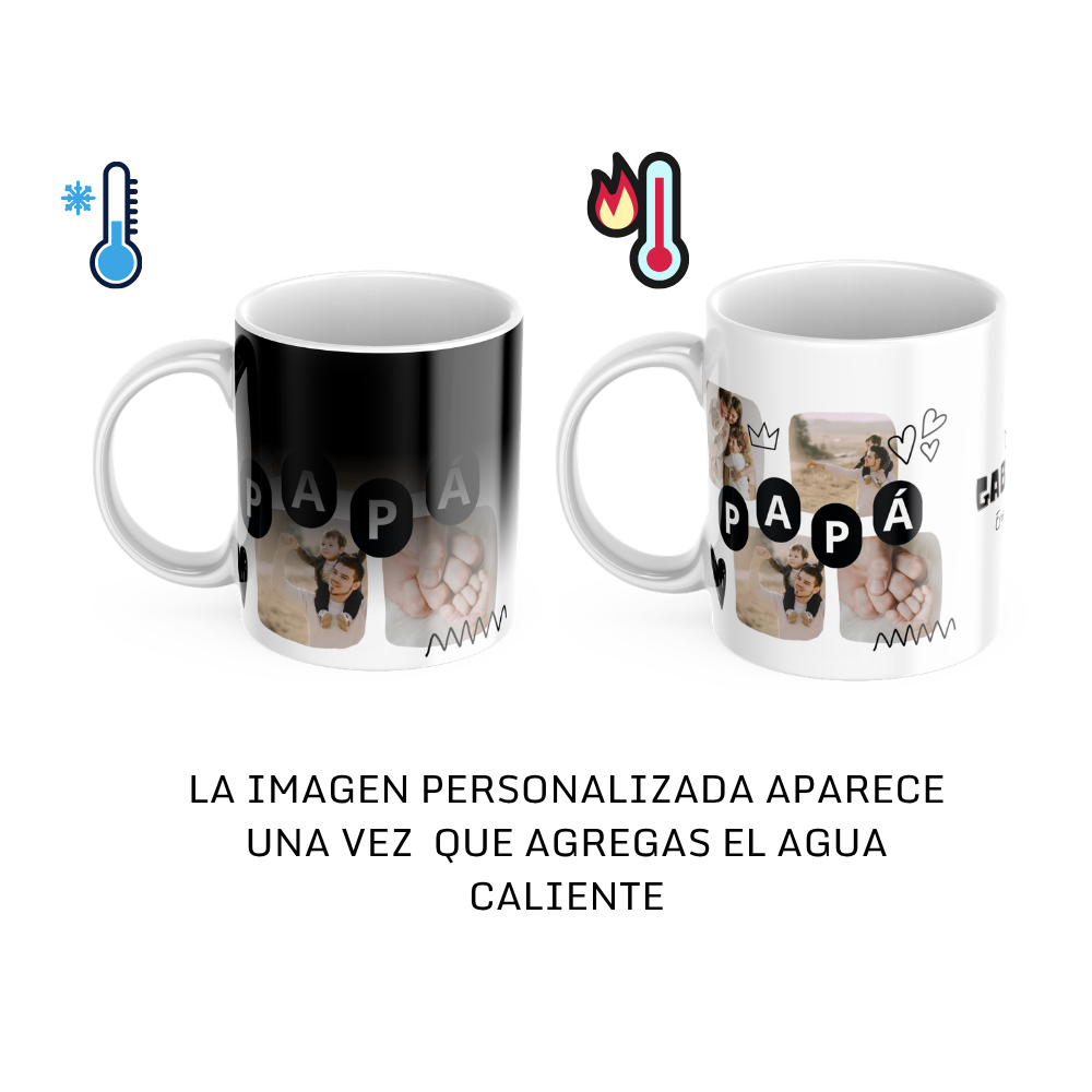 TAZA MÁGICA NEGRA PERSONALIZADA DÍA DEL PADRE