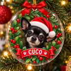 Esfera Navideña Personalizada con Foto de Mascota y Nombre