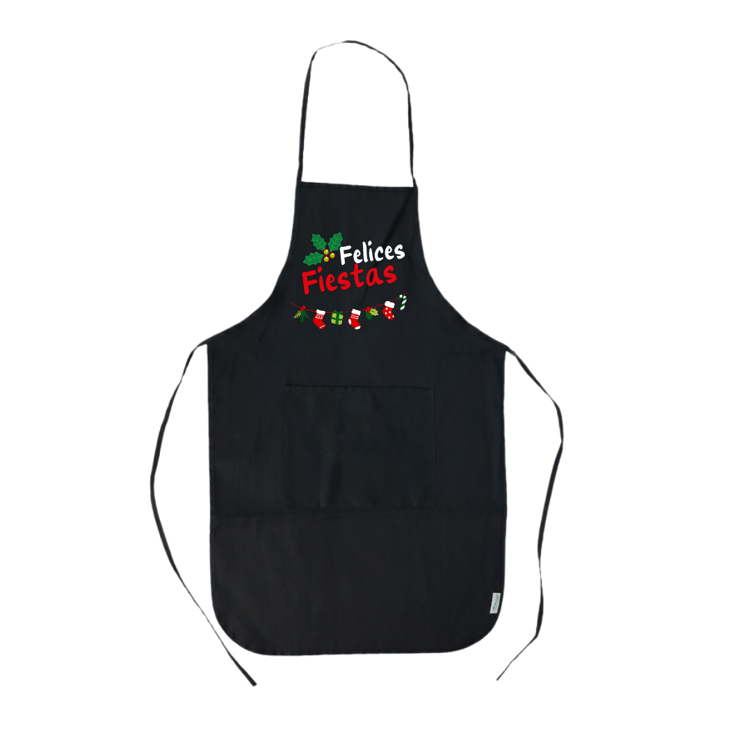 Delantal navideño 100% algodon Negro