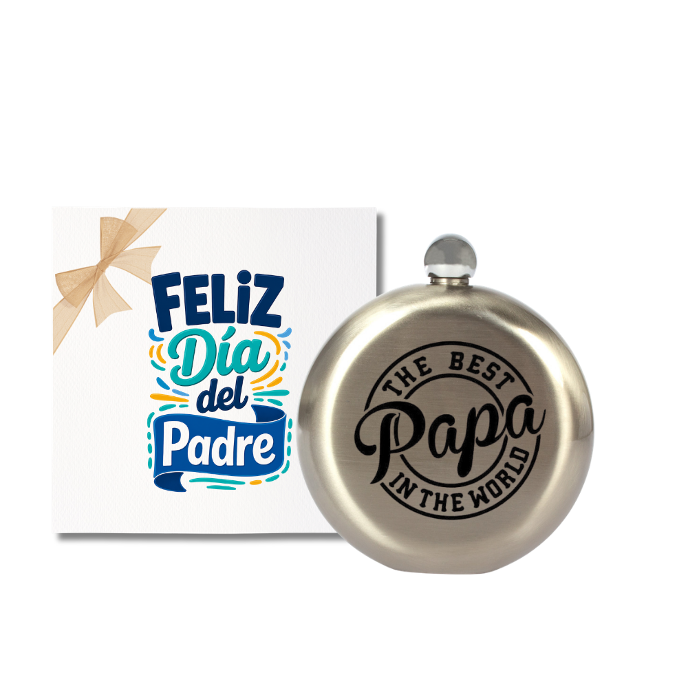 PETACA REDONDA PERSONALIZADA + CAJA DÍA DEL PADRE