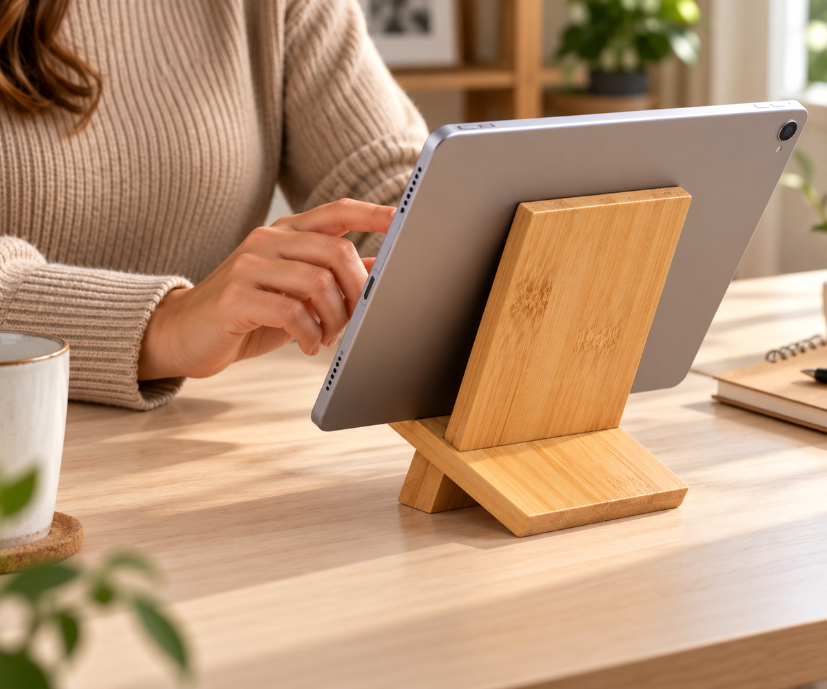 Base Soporte Bamboo para Tablet y Celular