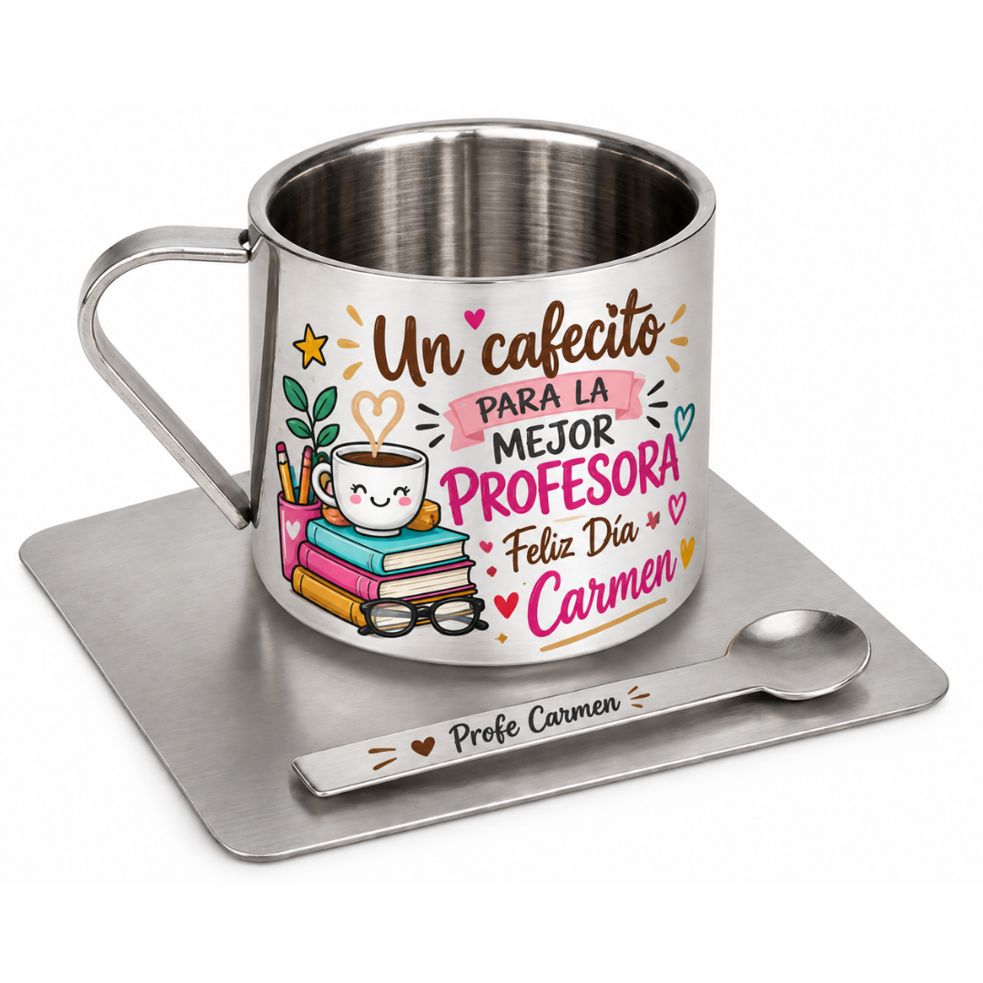 Set Taza de Café Espresso Día del Profesor