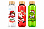 Botella PET tapa bamboo de Navidad