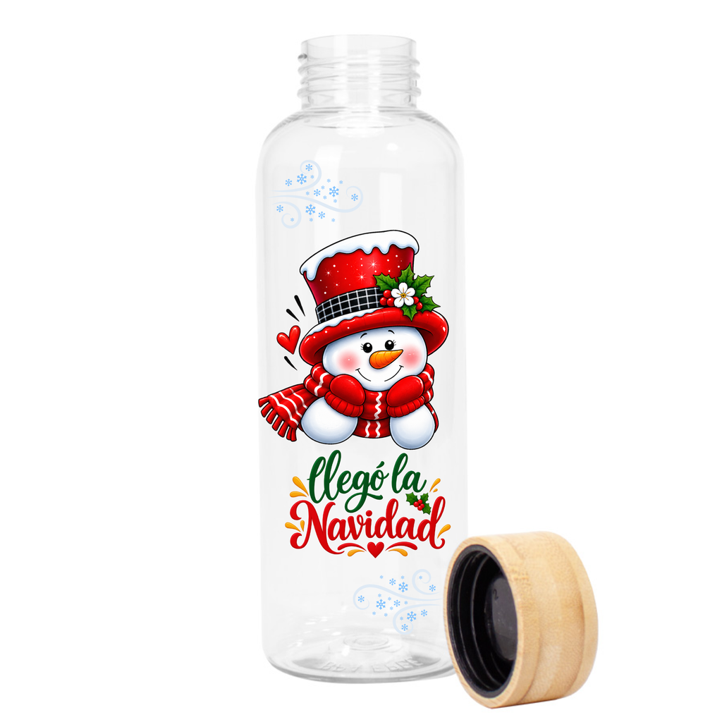 Botella PET tapa bamboo de Navidad