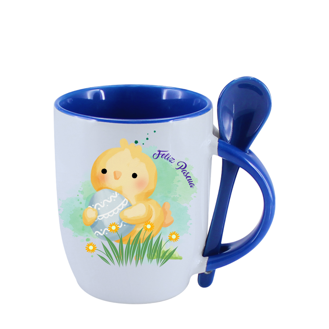 TAZA CON CUCHARA CONEJO DE PASCUA