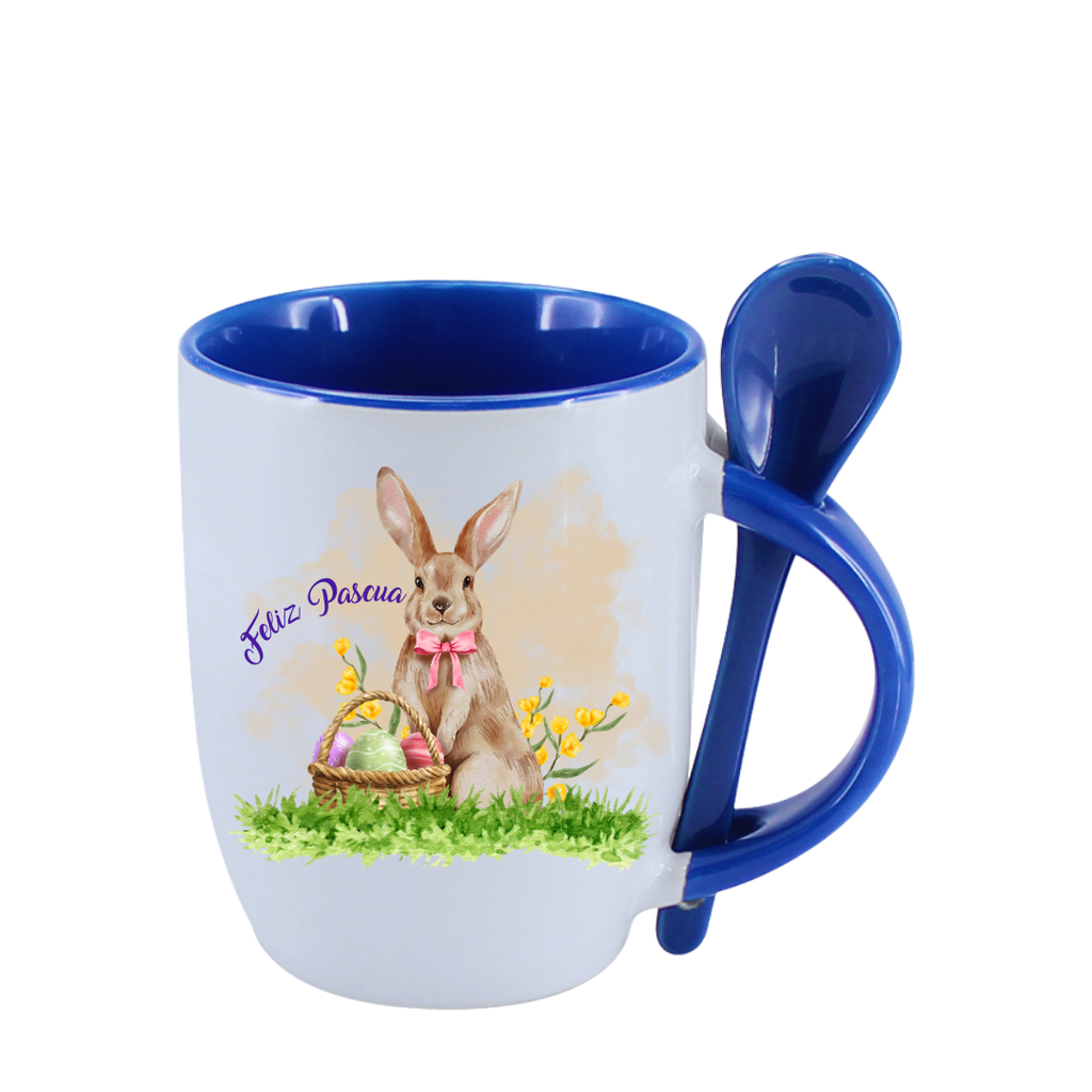 TAZA CON CUCHARA CONEJO DE PASCUA