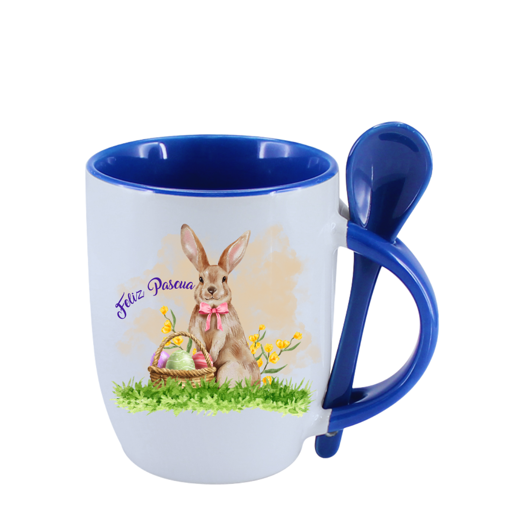 TAZA CON CUCHARA CONEJO DE PASCUA