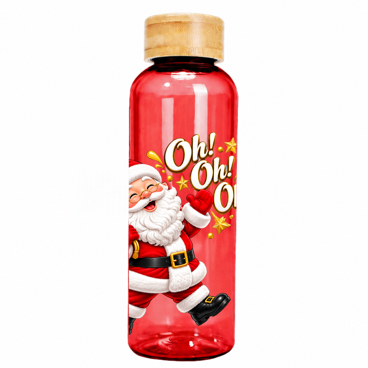 Botella PET tapa bamboo de Navidad