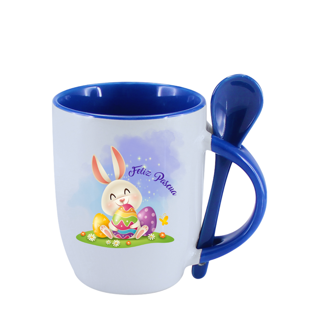 TAZA CON CUCHARA CONEJO DE PASCUA