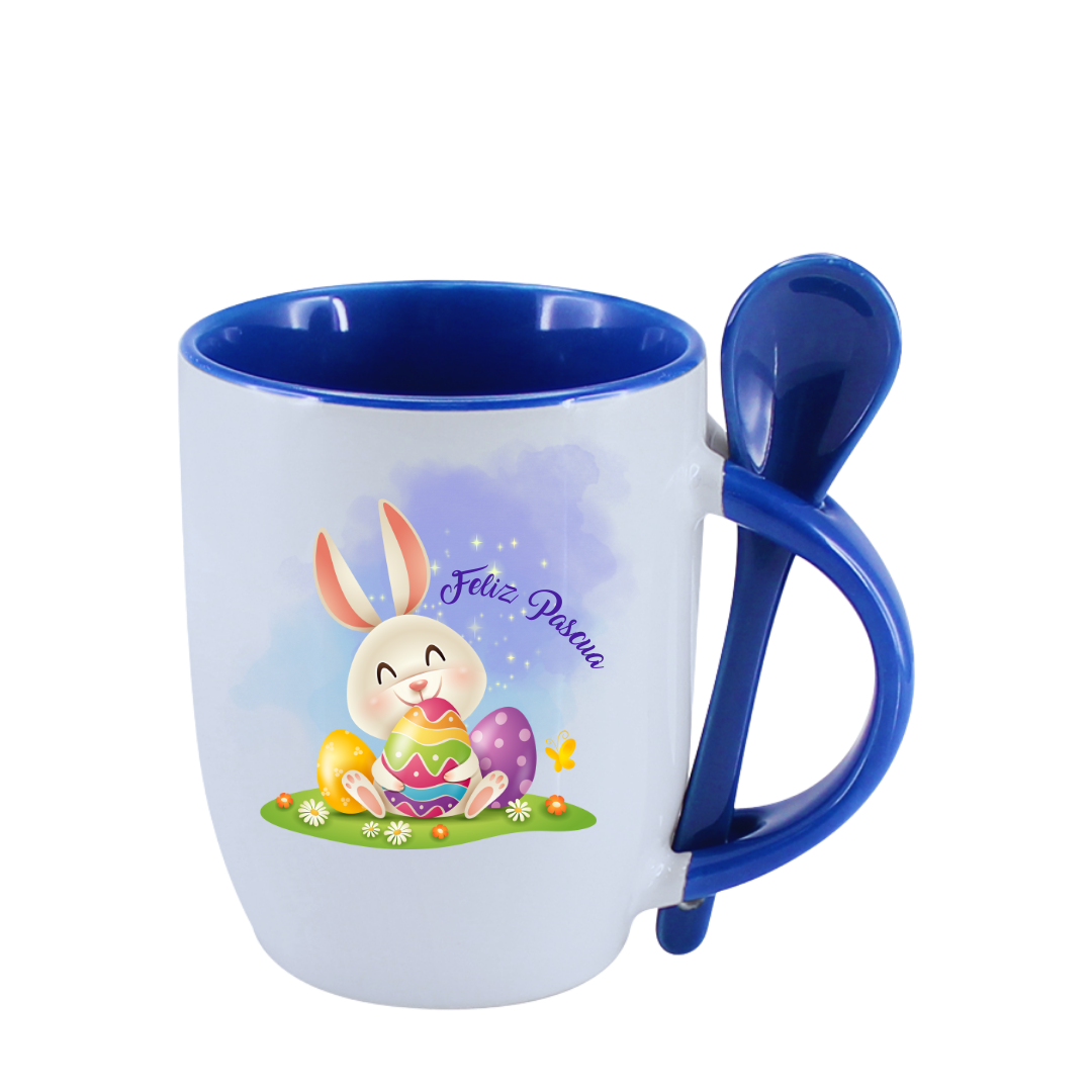 TAZA CON CUCHARA CONEJO DE PASCUA