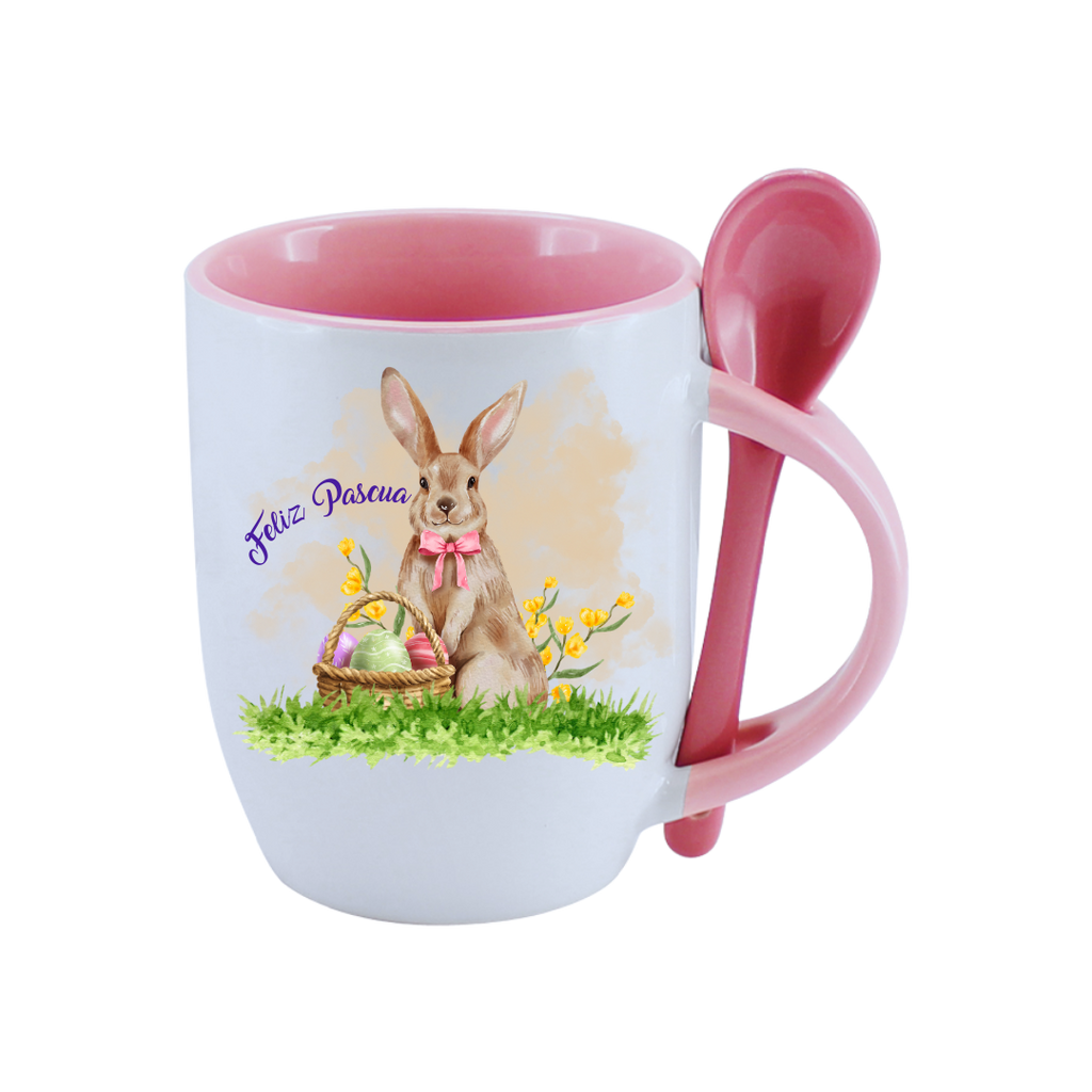 TAZA CON CUCHARA CONEJO DE PASCUA