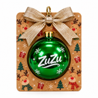 Esfera Navideña Personalizada Con Packaging y Cinta Personalizada