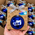 Esfera Navideña Personalizada Con Packaging y Cinta Personalizada