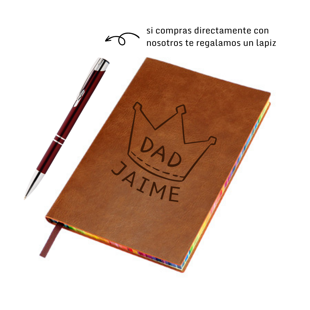 LIBRETA ECOCUERO + BOLÍGRAFO METÁLICO DÍA DEL PADRE