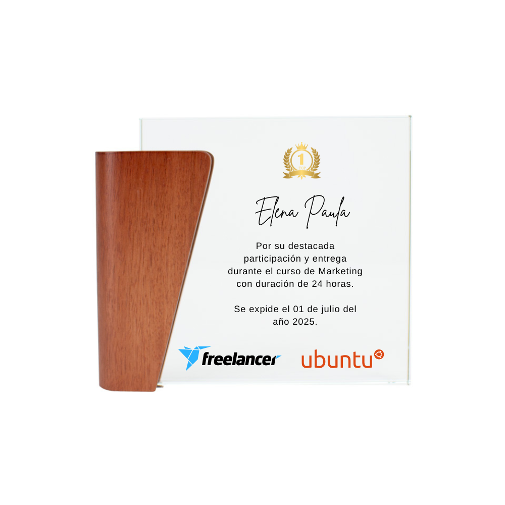 Trofeo Galvano de Madera y Cristal "Lewis"