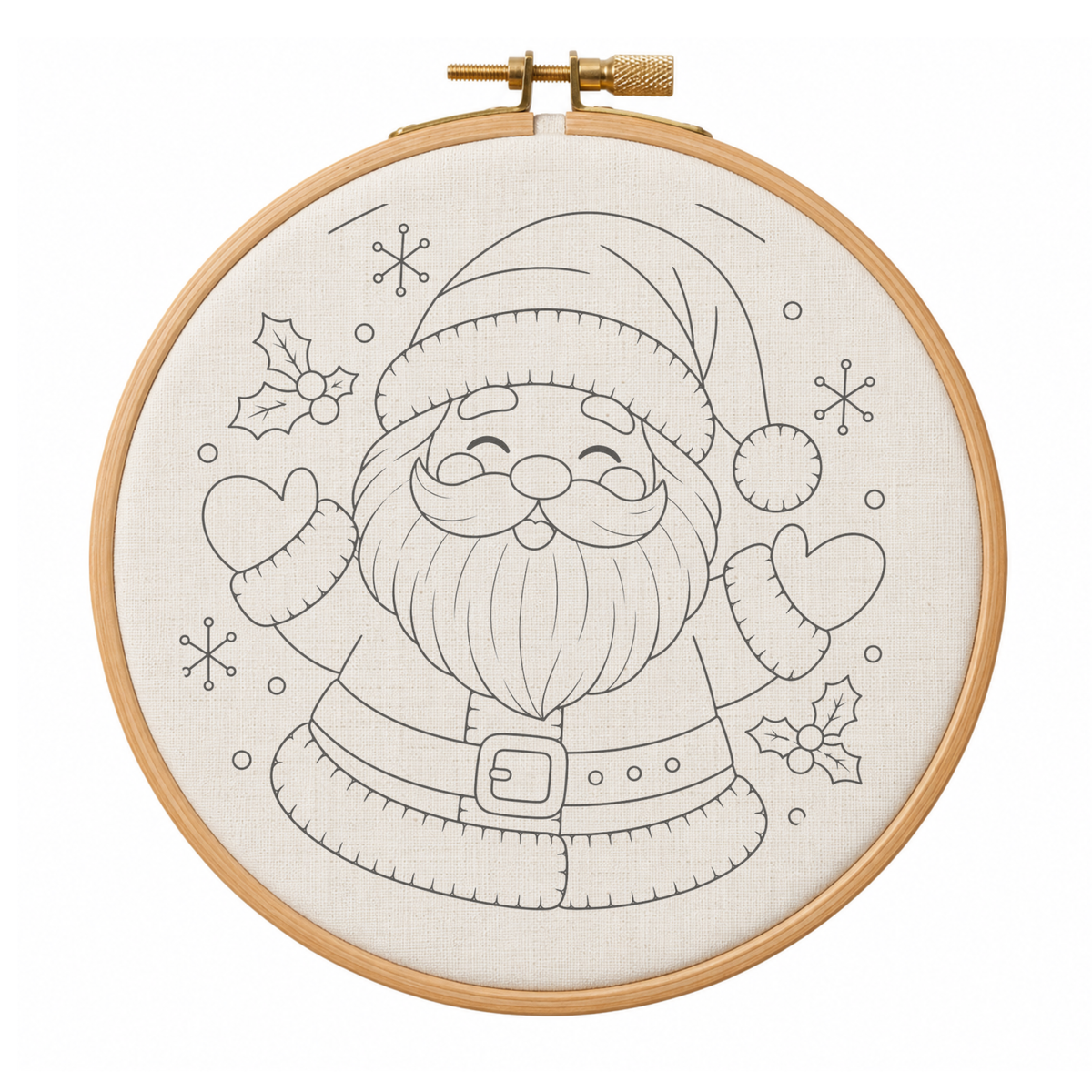 Bastidor Navideño con Tela Impresa para Pintar o Bordar – 20 cm