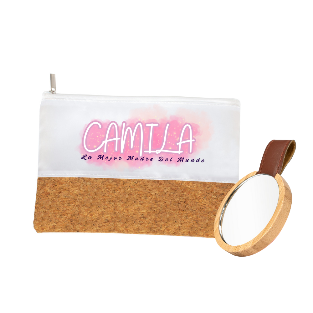 Pack Maquillaje Mamá: Neceser de Corcho + Espejo