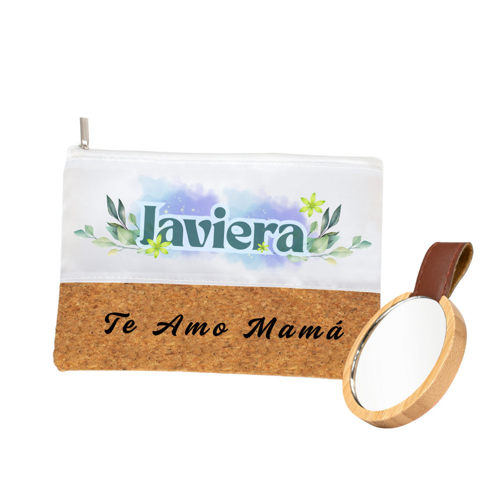 Pack Maquillaje Mamá: Neceser de Corcho + Espejo