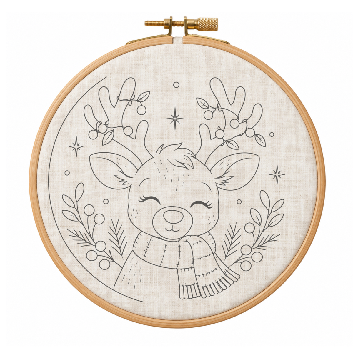Bastidor Navideño con Tela Impresa para Pintar o Bordar – 20 cm