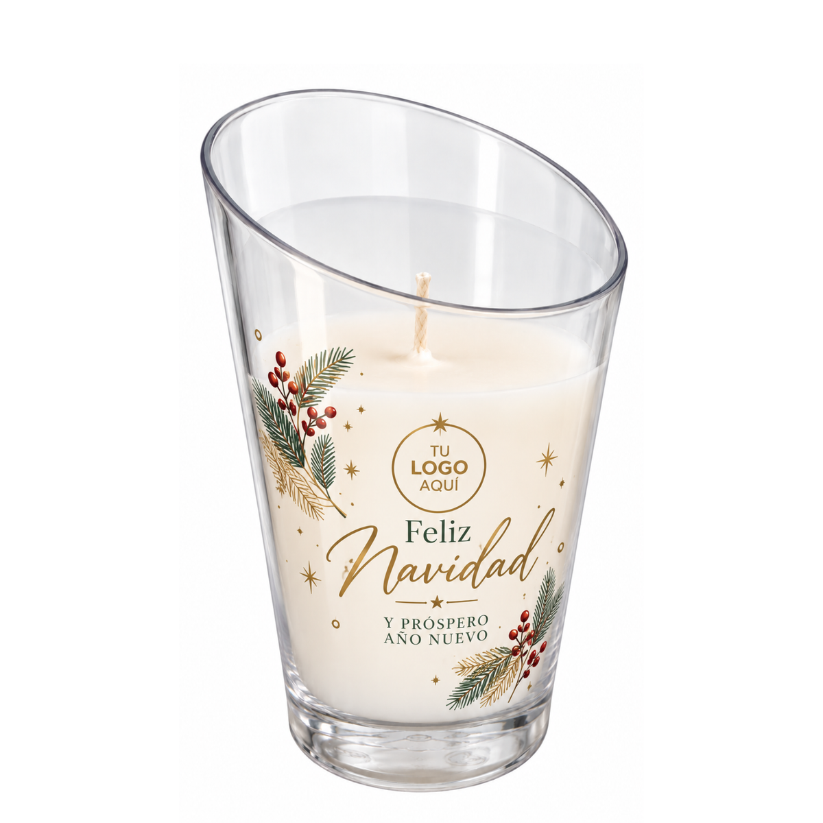 Vela Navideña en Vaso Acrílico Personalizada