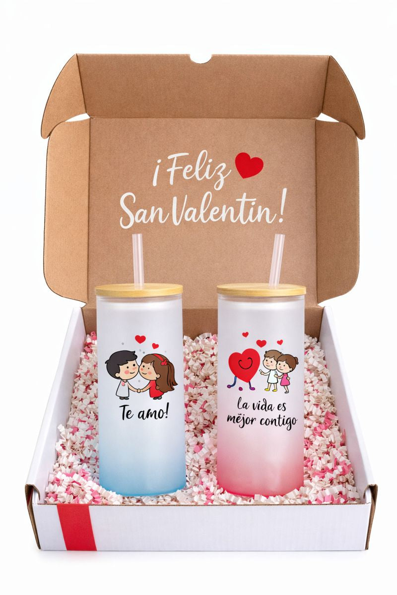 Pack Botella Vidrio Dia de los Enamorados