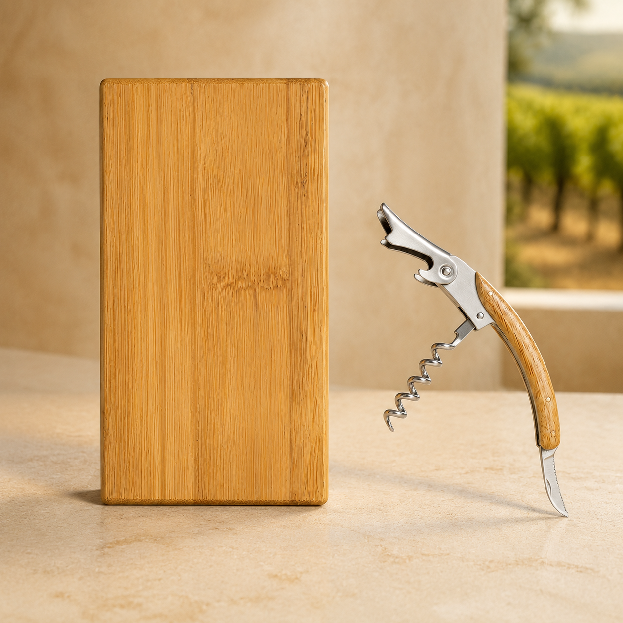 Mockup de Multiherramienta Vino de Bamboo