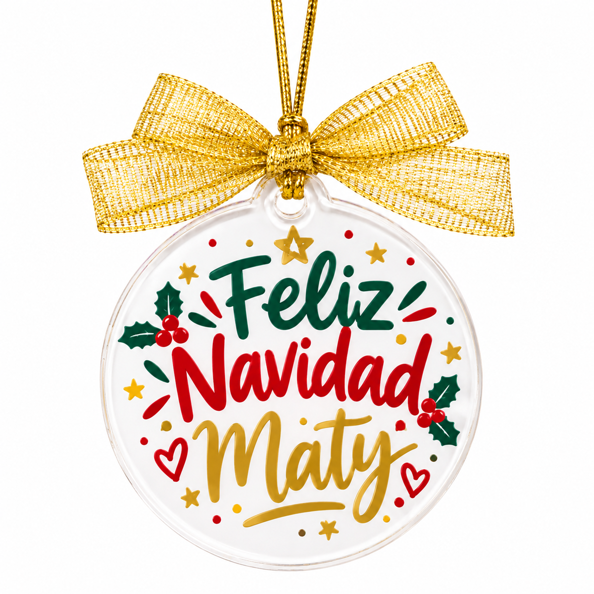 Esfera Navideña de Acrílico Personalizada 7 cm con Colgante
