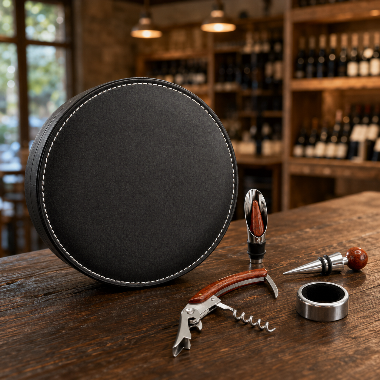 Set de Vino de PU Negro