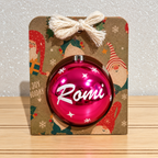 Esfera Navideña Personalizada Con Packaging y Cinta Personalizada