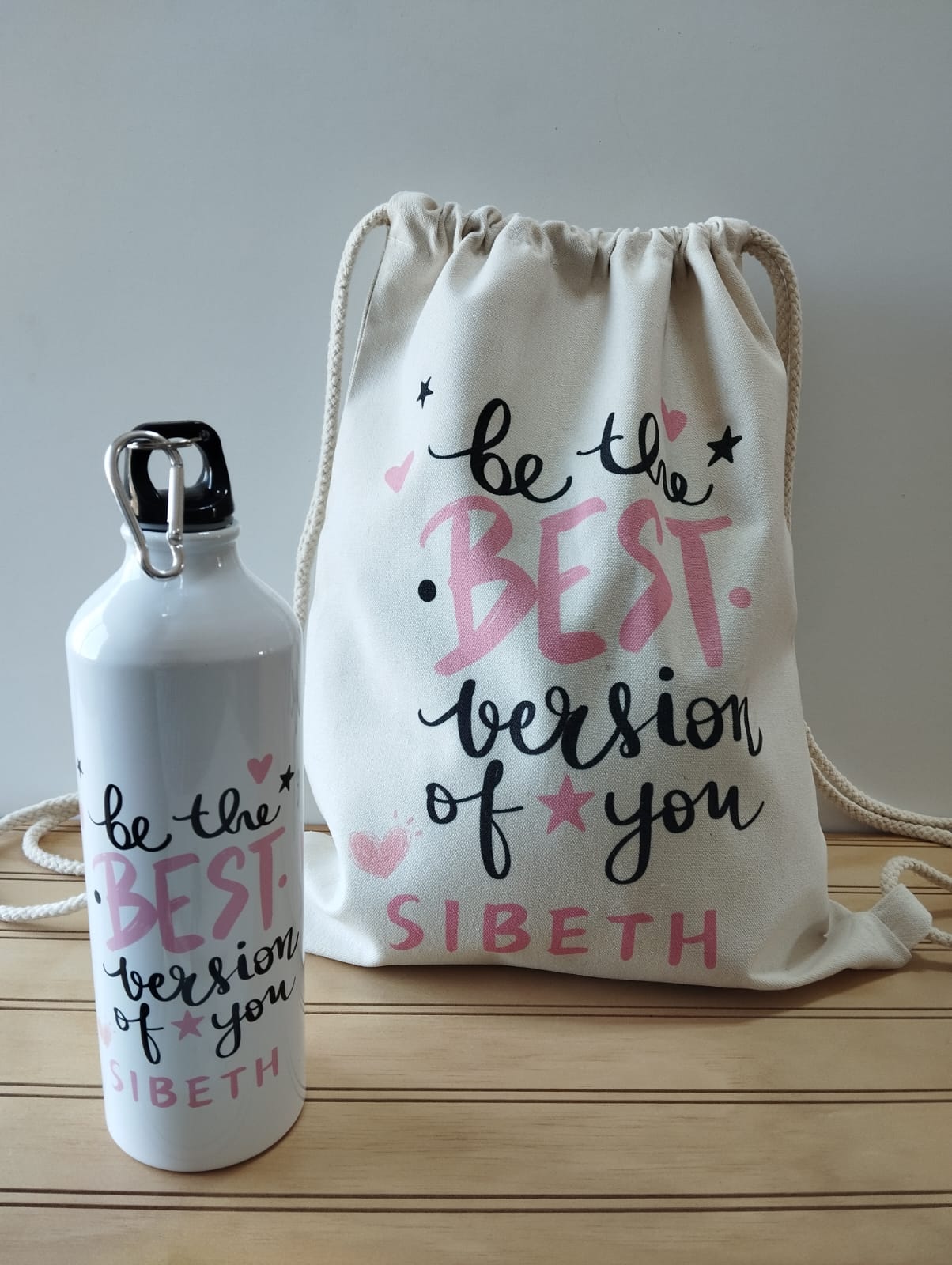 PACK MORRAL ALGODÓN + BOTELLA DE AGUA PERSONALIZADOS