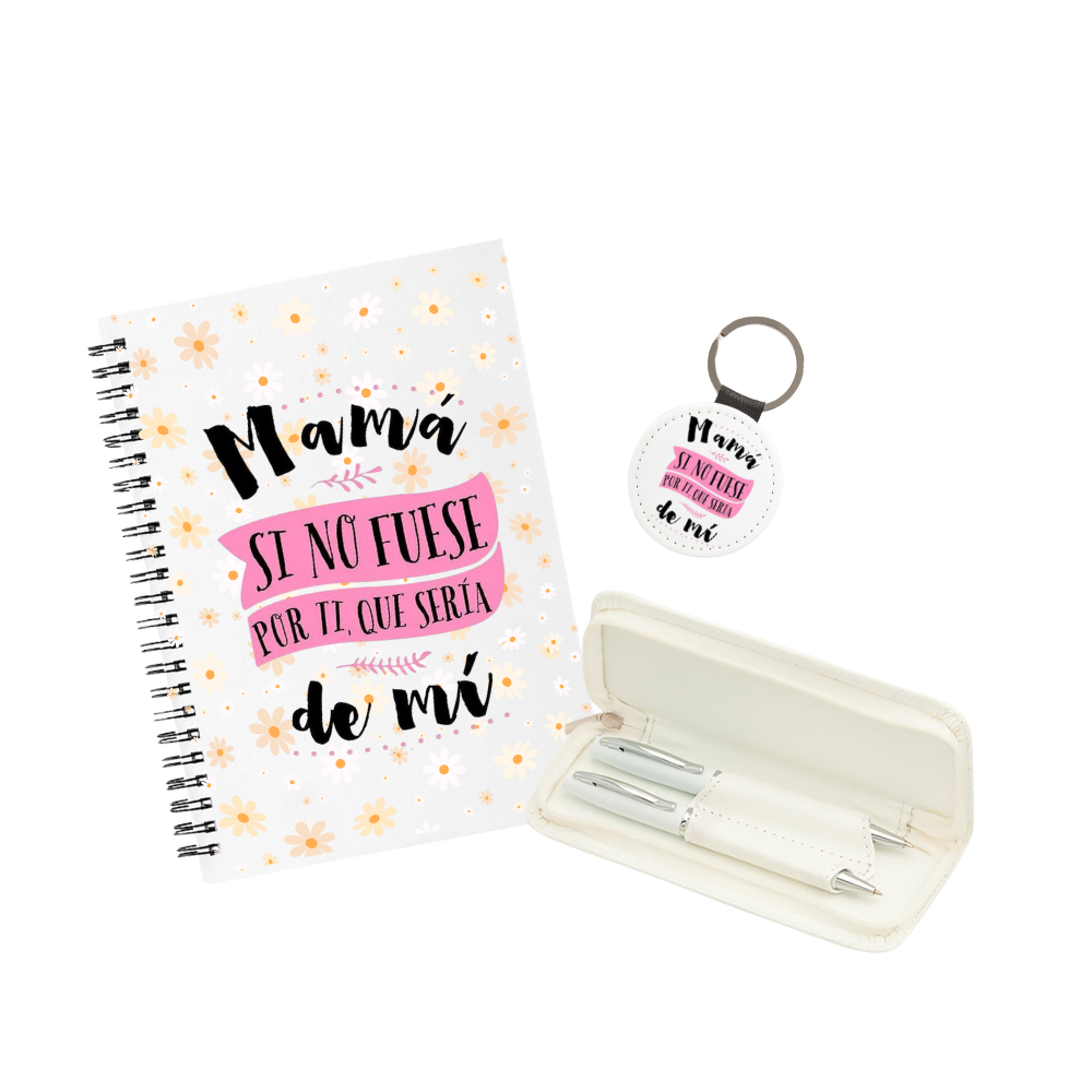Pack Escritura y Recuerdo Mamá: Croquera + Lápiz + Llavero